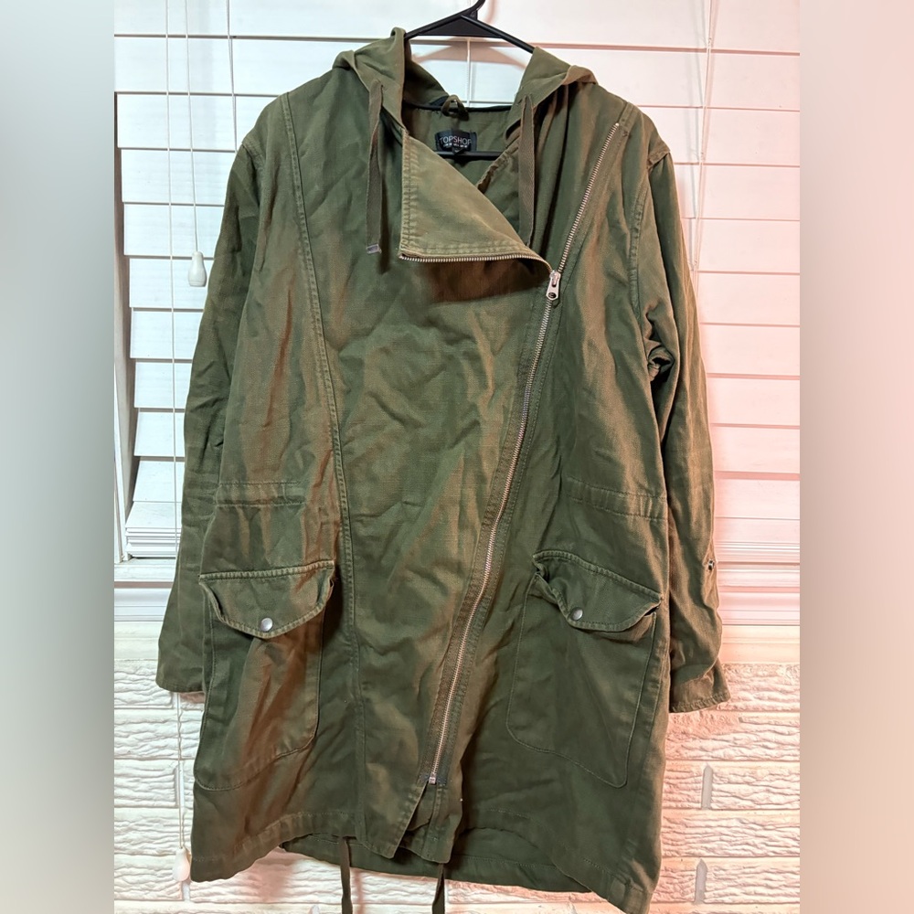 Topshop Khaki Hooded Jacket